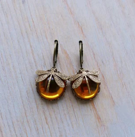 Stylish Vintage Drop Earrings Featuring Dragonfly and Moonstone 4